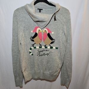 Talbot Lambswool Blend Birds Seasons Tweetings Christmas Winter Sweater, sz S
